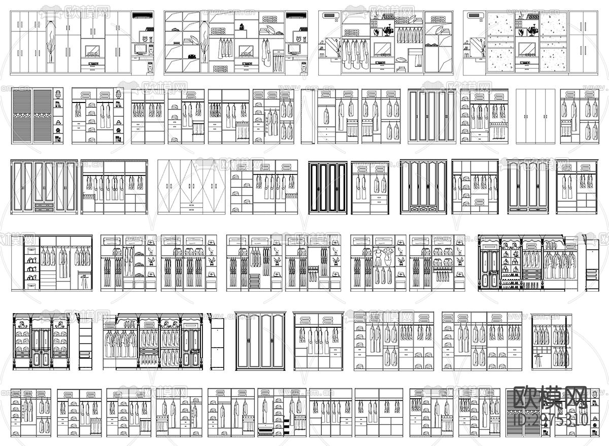 衣柜设计cad图库下载（渲染图6）