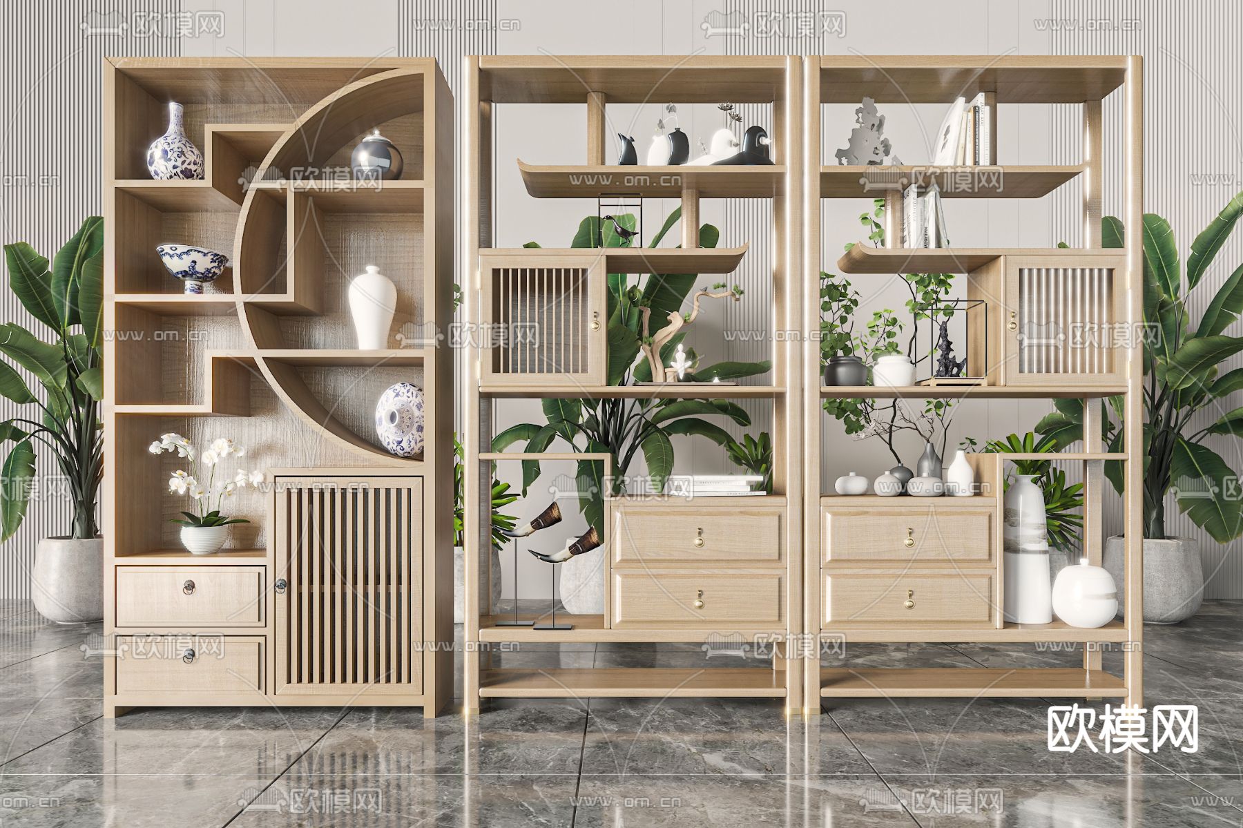 博古架 陈列架 置物架3d模型下载