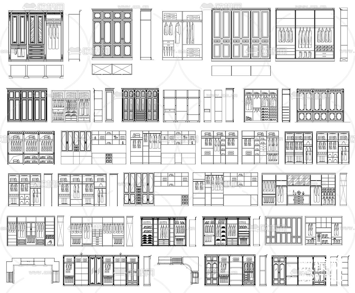 衣柜设计cad图库下载（渲染图3）