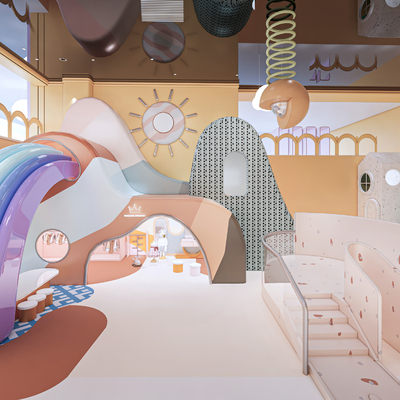  现代亲子游乐场 淘气堡su模型 