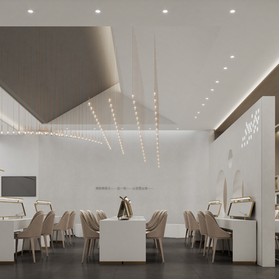  现代美容院 美甲店su模型 