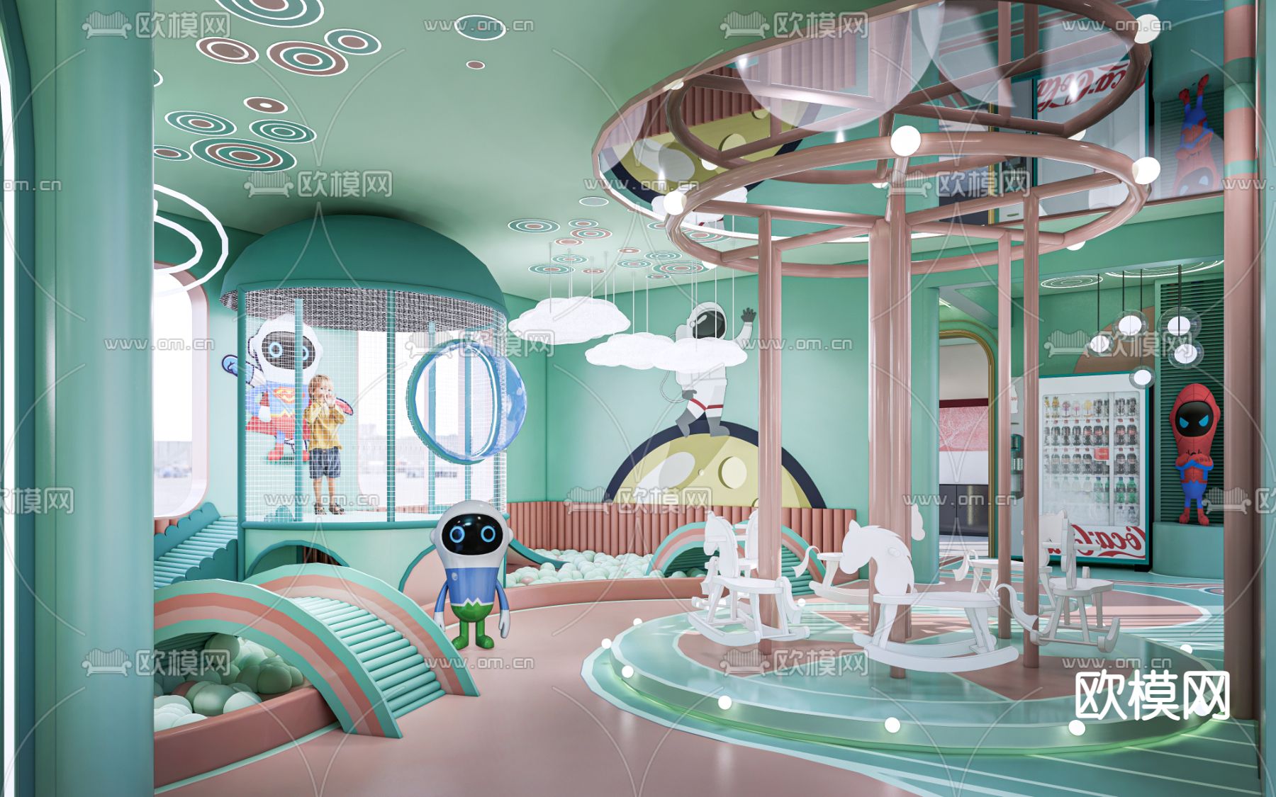 现代亲子游乐场 淘气堡su模型下载（渲染图1）