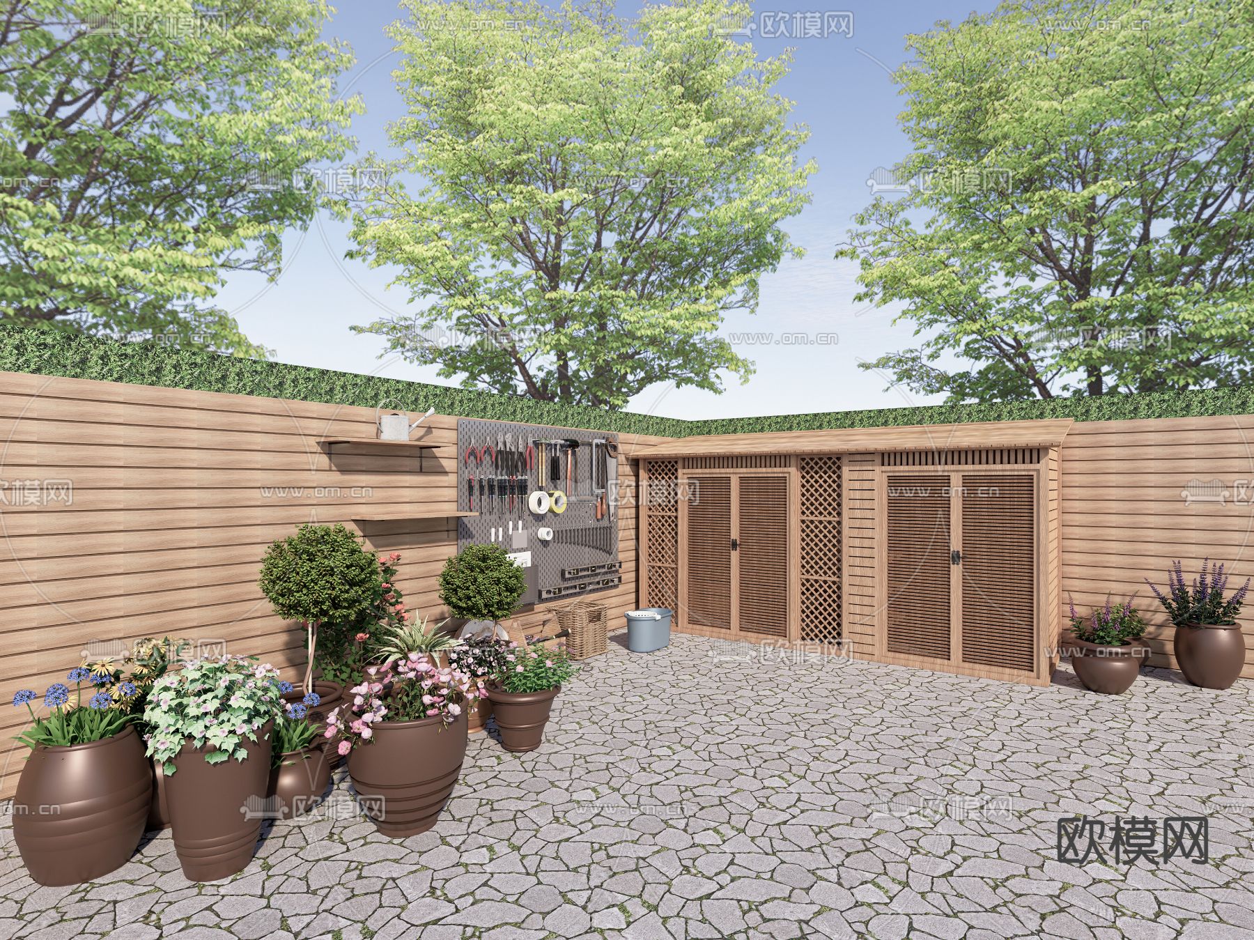 庭院花园 工具房 收纳储物柜su模型