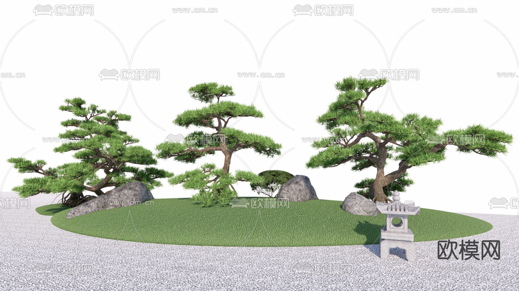 松树 造型松 景观树 大树 树木su模型下载（渲染图1）