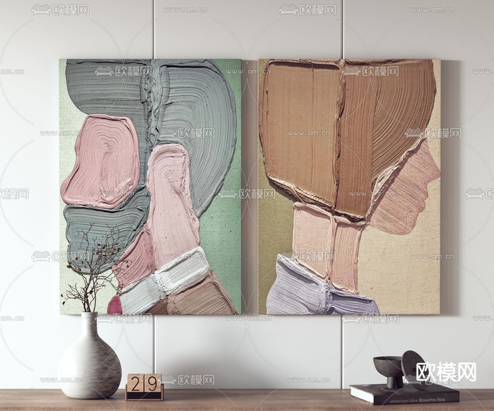 油画 肌理画 装饰画3d模型下载