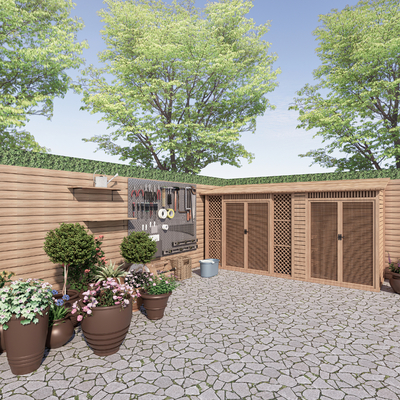 庭院花园 工具房 收纳储物柜su模型