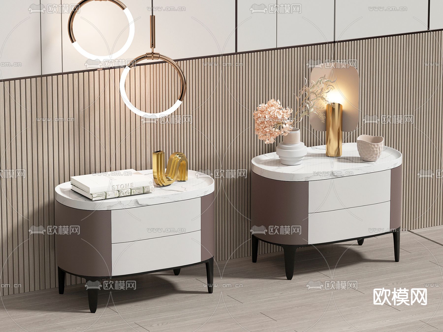 床头柜su模型下载（渲染图1）