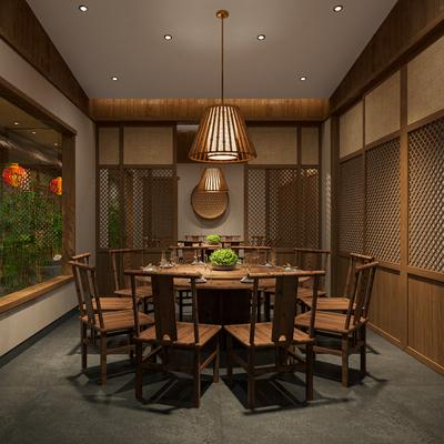  中餐厅包厢 酒楼包房su模型 