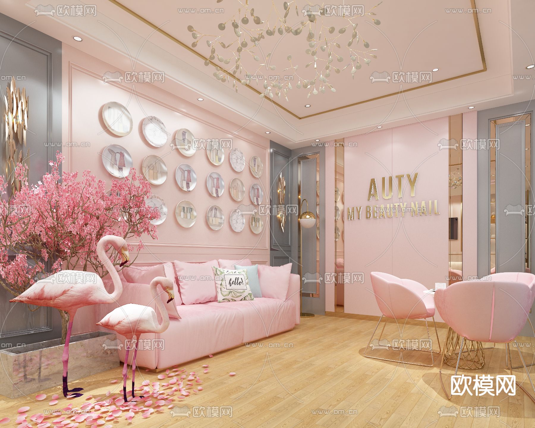 网红美甲店 美妆店3d模型下载