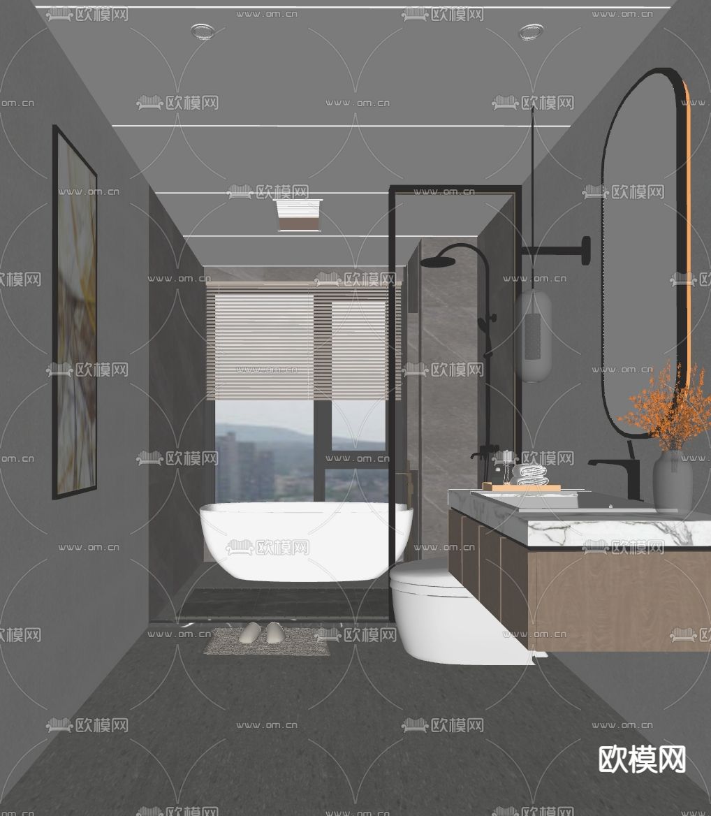 现代卫生间 浴室su模型下载（渲染图1）