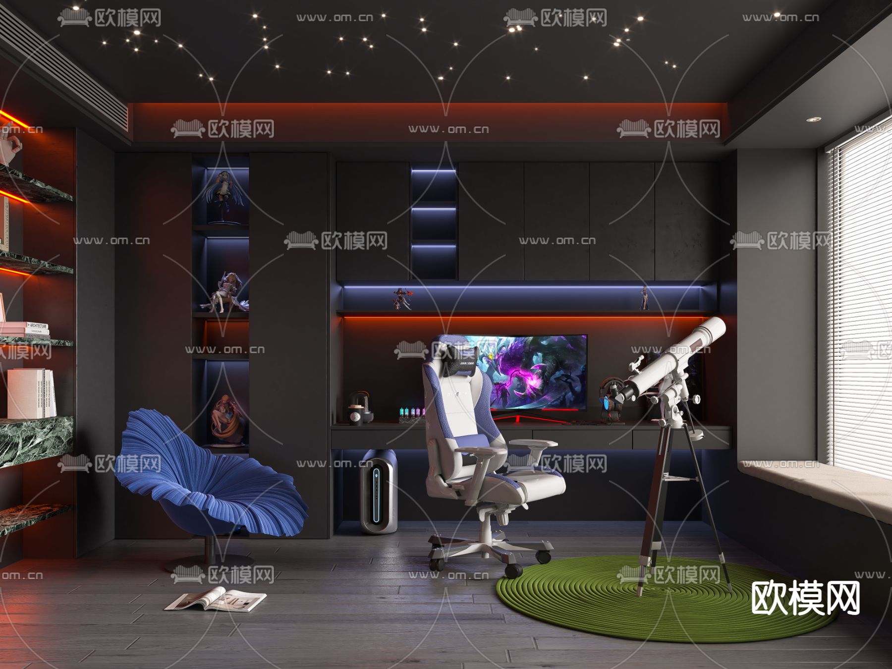 电竞房 游戏房 电玩房3d模型下载