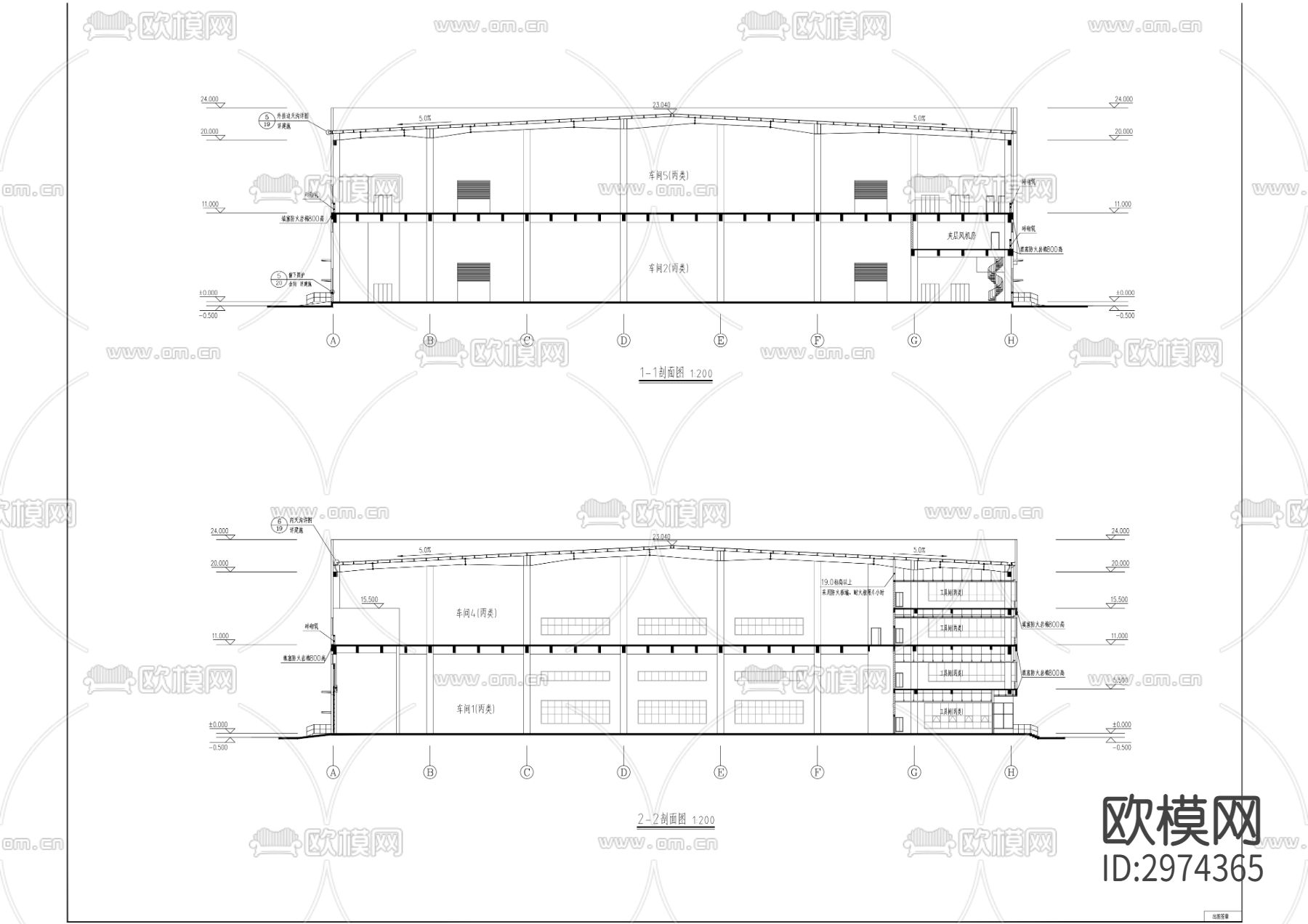 厂房cad平面图下载（渲染图3）