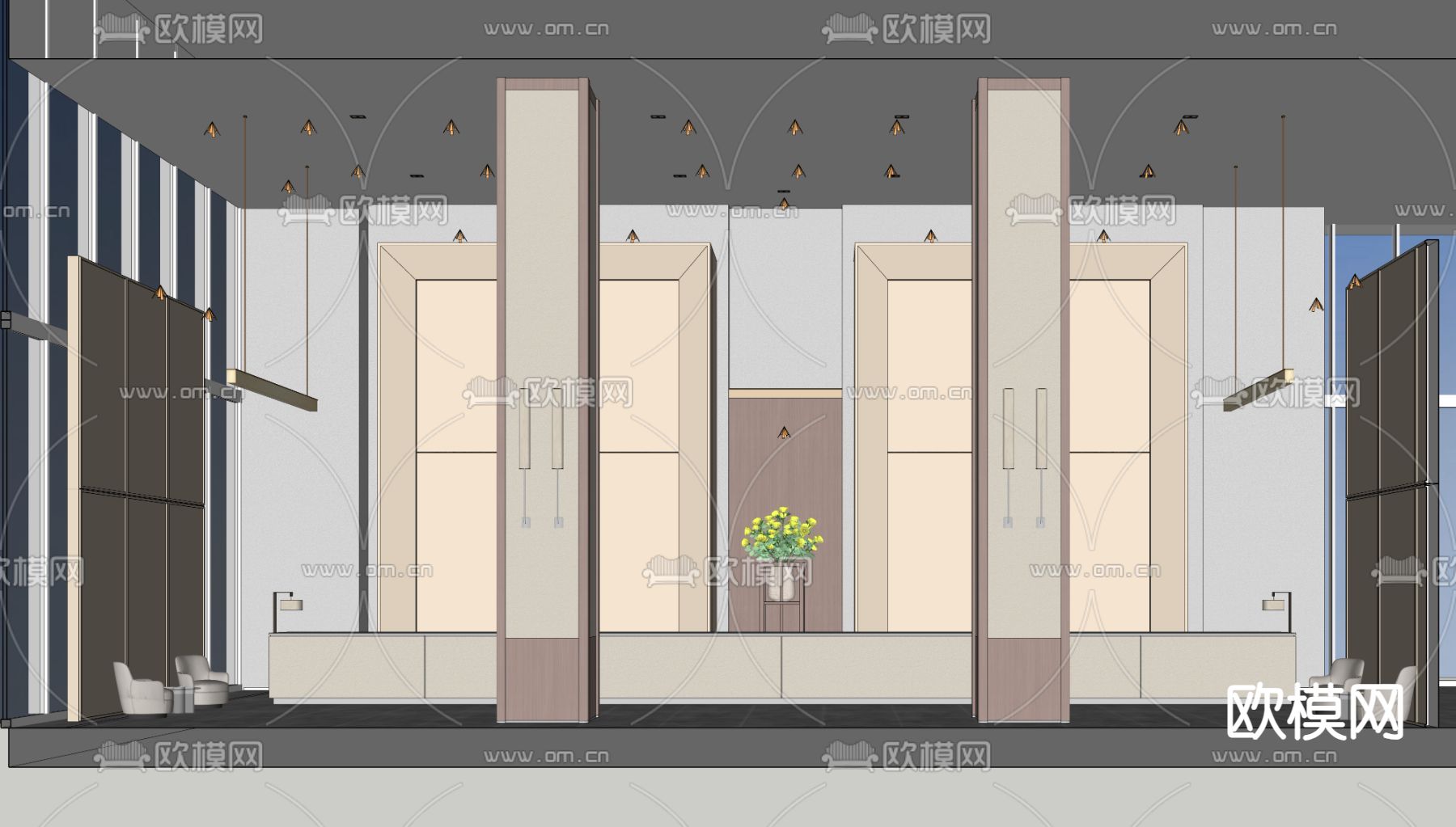 南洋酒店 大厅su模型下载（渲染图2）