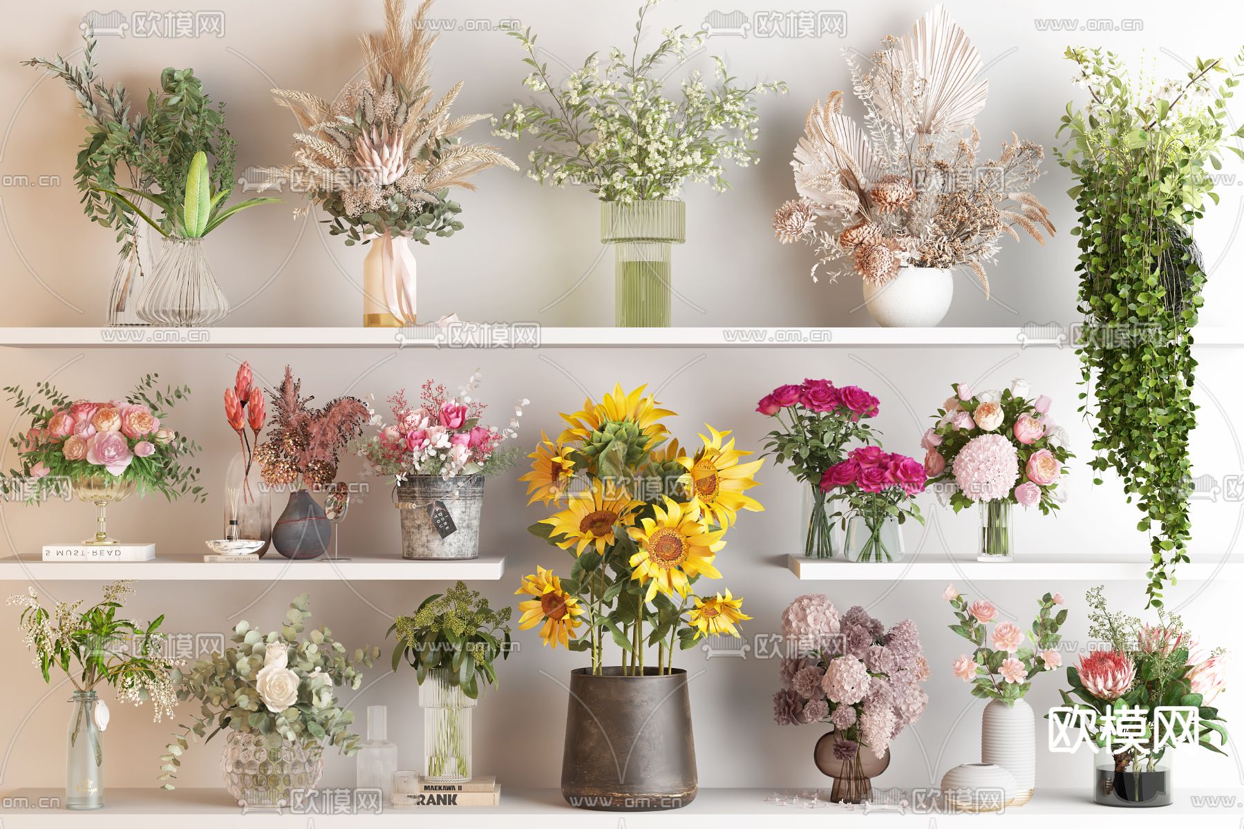 花瓶花艺 插花 鲜花su模型下载（渲染图1）