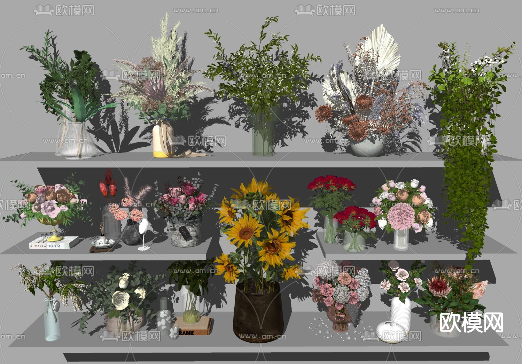 花瓶花艺 插花 鲜花su模型下载（渲染图2）