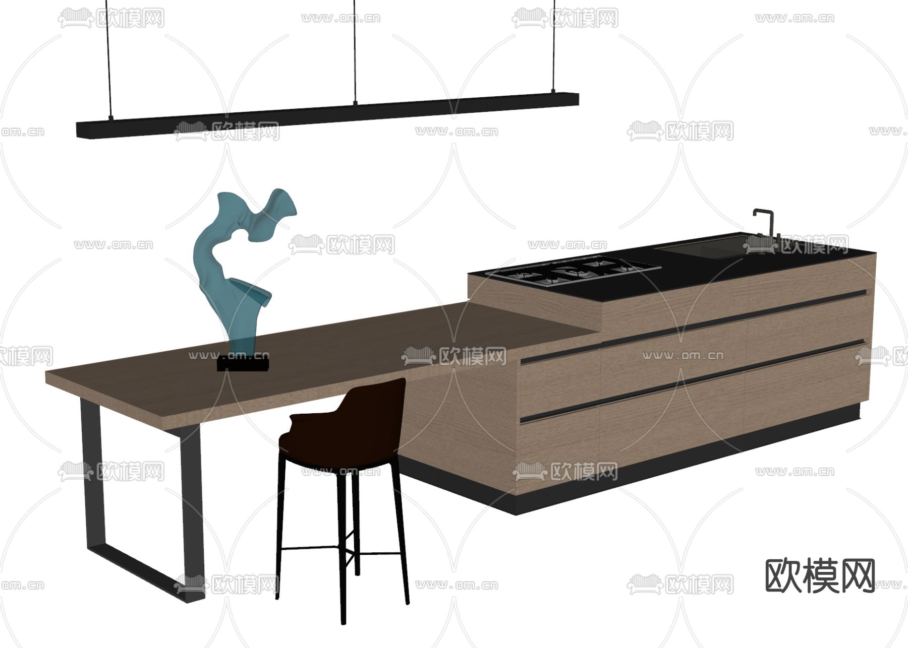 水吧台 中岛台su模型下载（渲染图2）