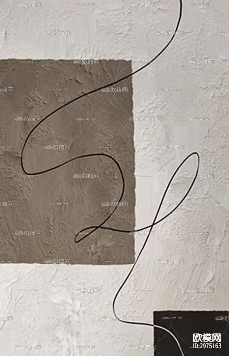 黑白侘寂线条装饰画下载（渲染图4）