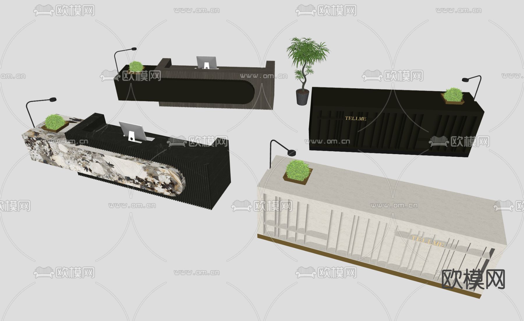 现代前台 接待台 服务台 咨询台su模型下载（渲染图4）