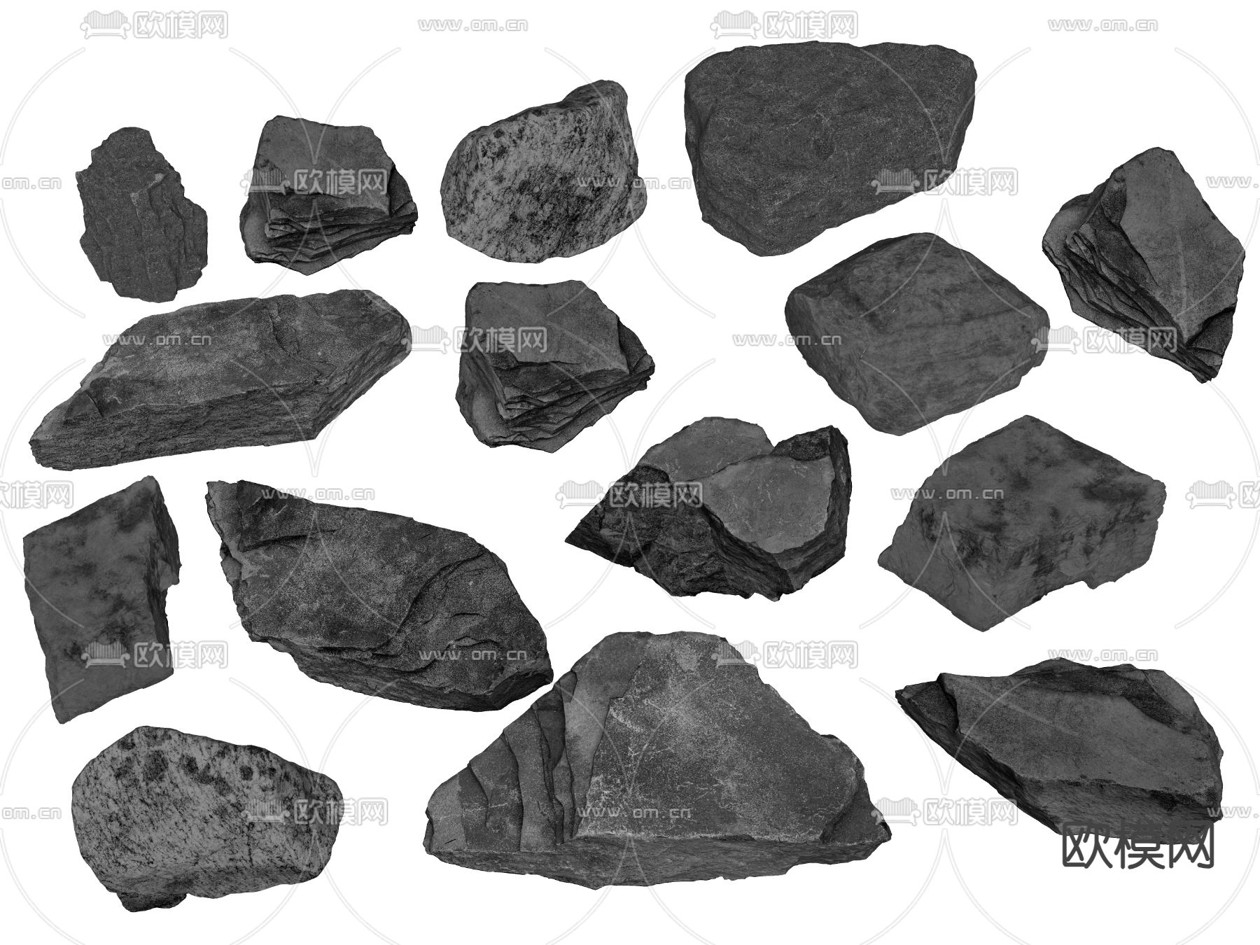 庭院景石 石头 石块su模型