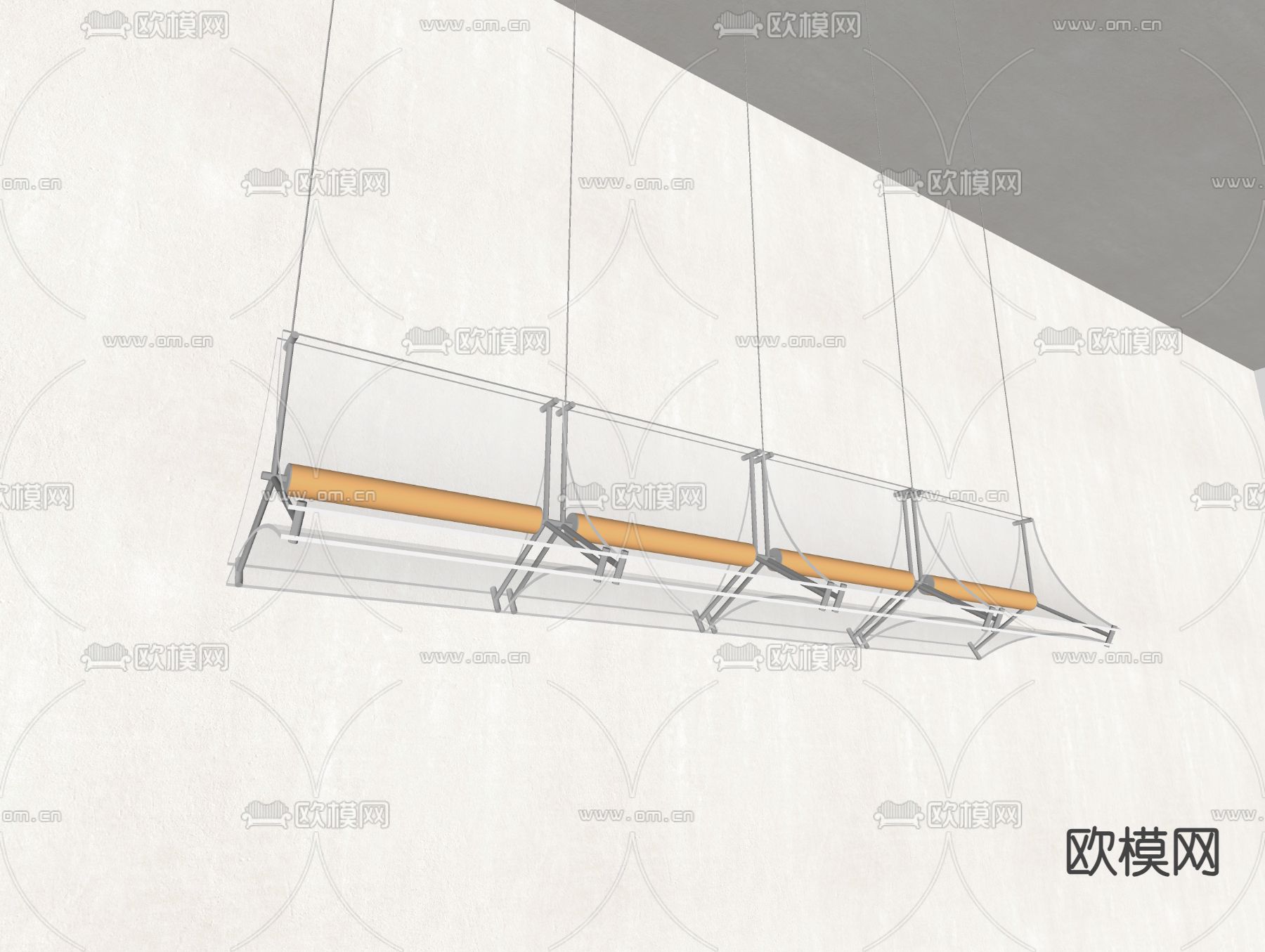 一字型吊灯 餐厅吊灯su模型下载（渲染图3）