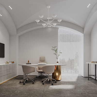  美容院 咨询室su模型 