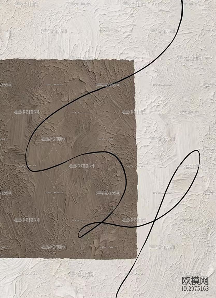 黑白侘寂线条装饰画下载（渲染图5）