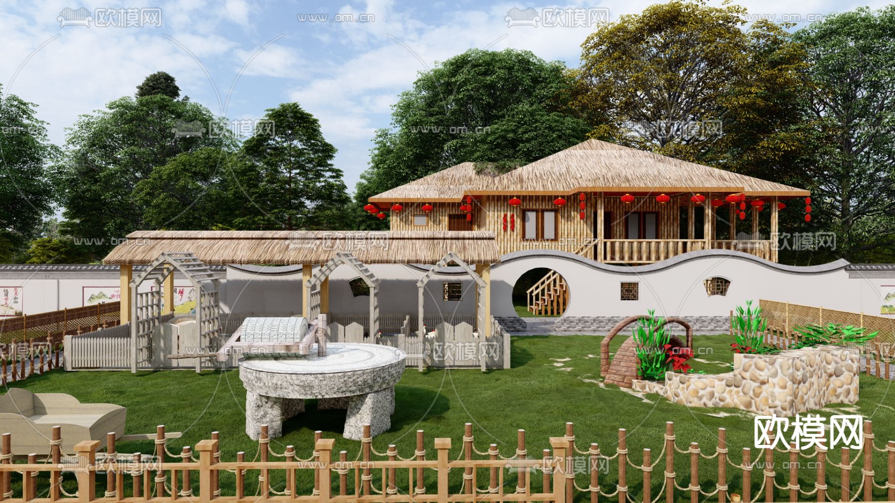 乡村菜地菜园 农家乐 田地蔬菜su模型下载（渲染图1）