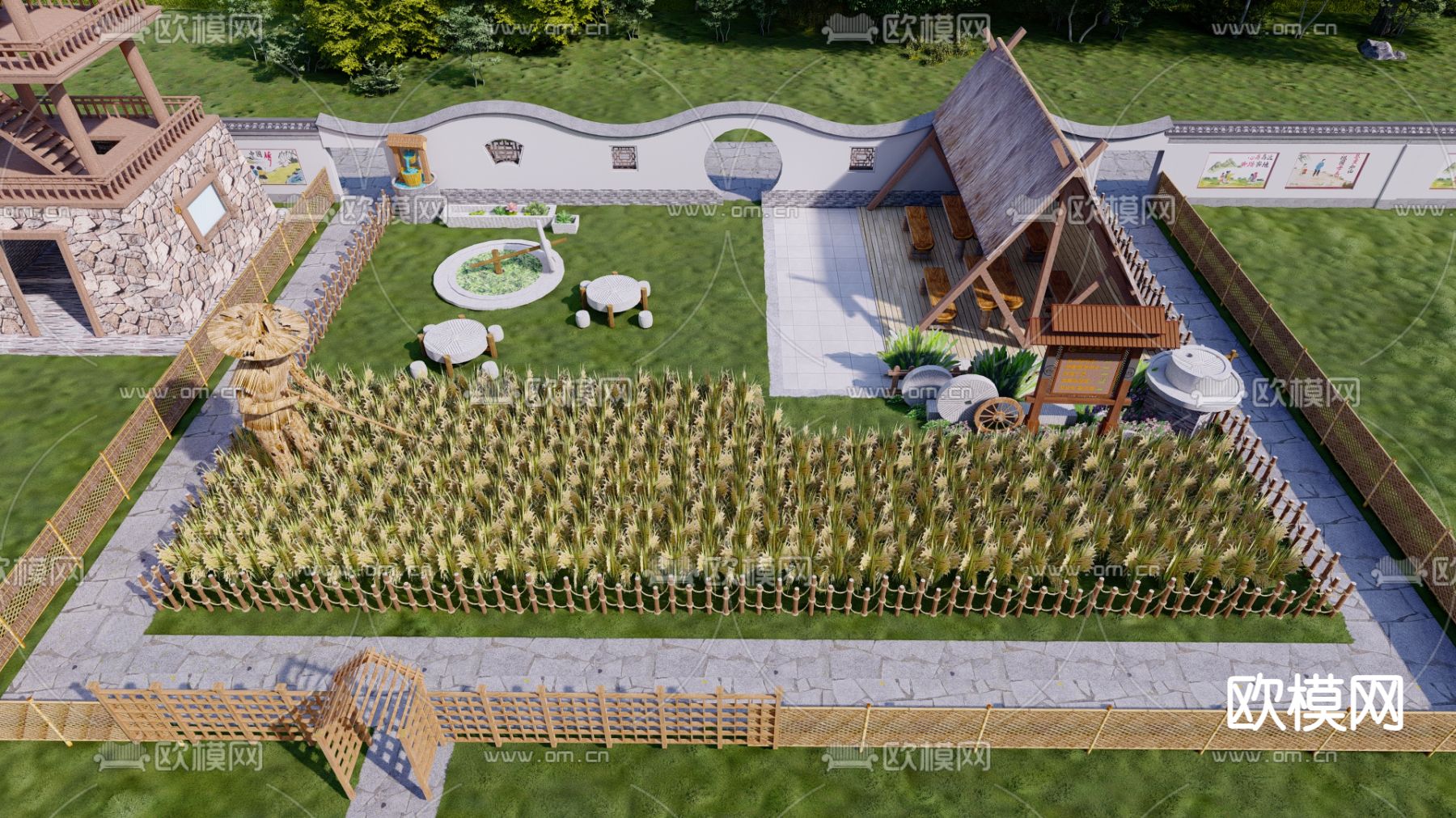 乡村菜地菜园 农家乐 田地蔬菜su模型下载（渲染图4）