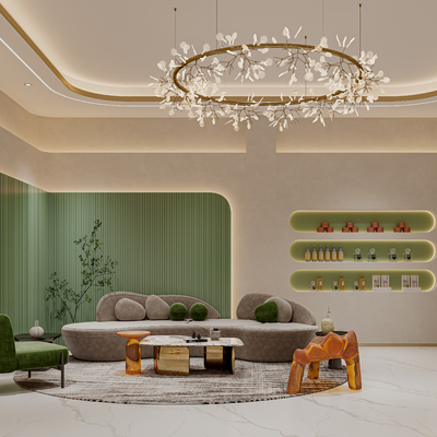  美容院spa接待 休息区su模型 