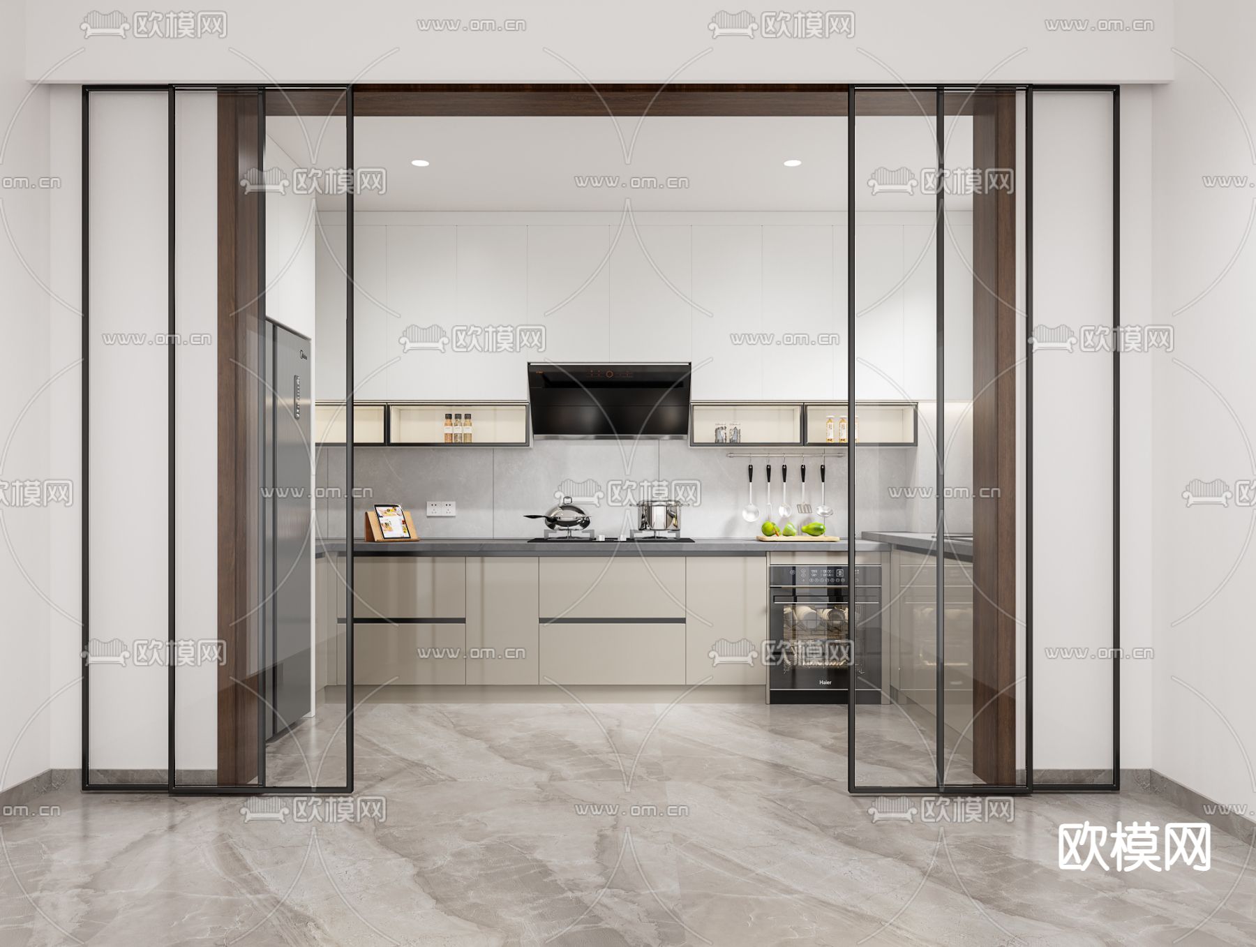 现代厨房 橱柜3d模型下载