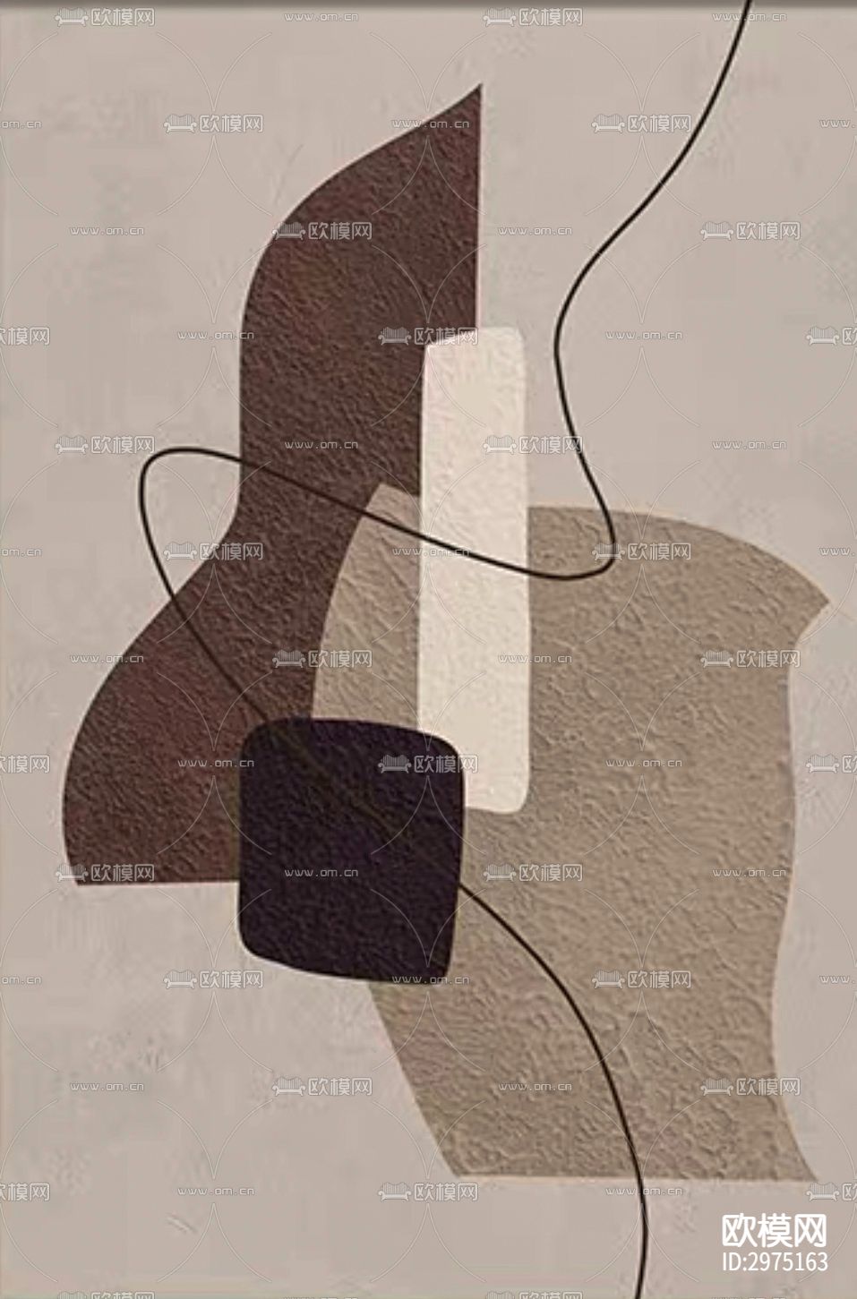 黑白侘寂线条装饰画下载（渲染图8）