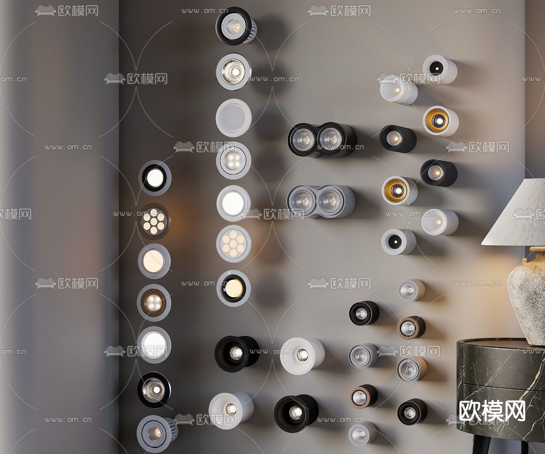 射灯 筒灯 明装筒灯su模型下载（渲染图1）