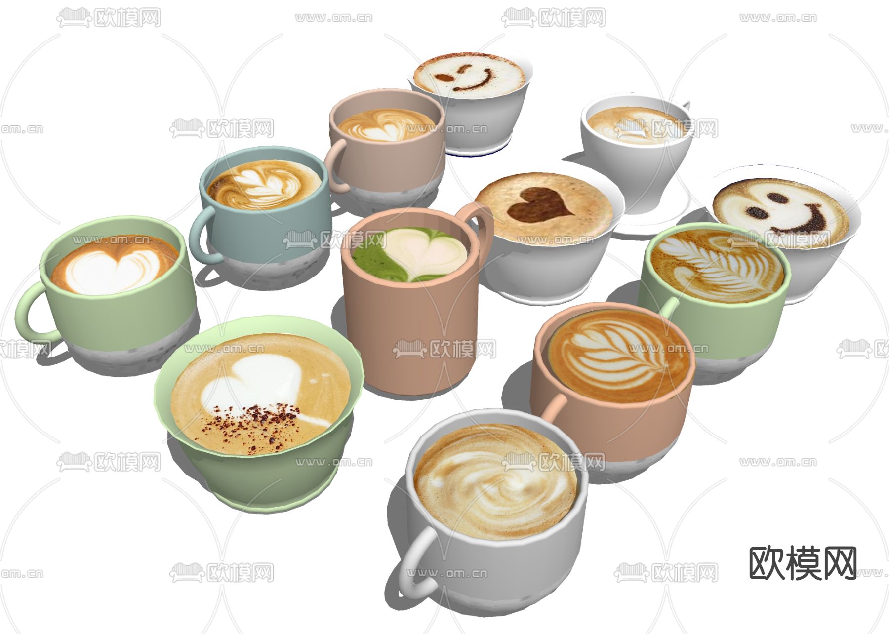 咖啡拉花 饮料热饮su模型下载（渲染图2）