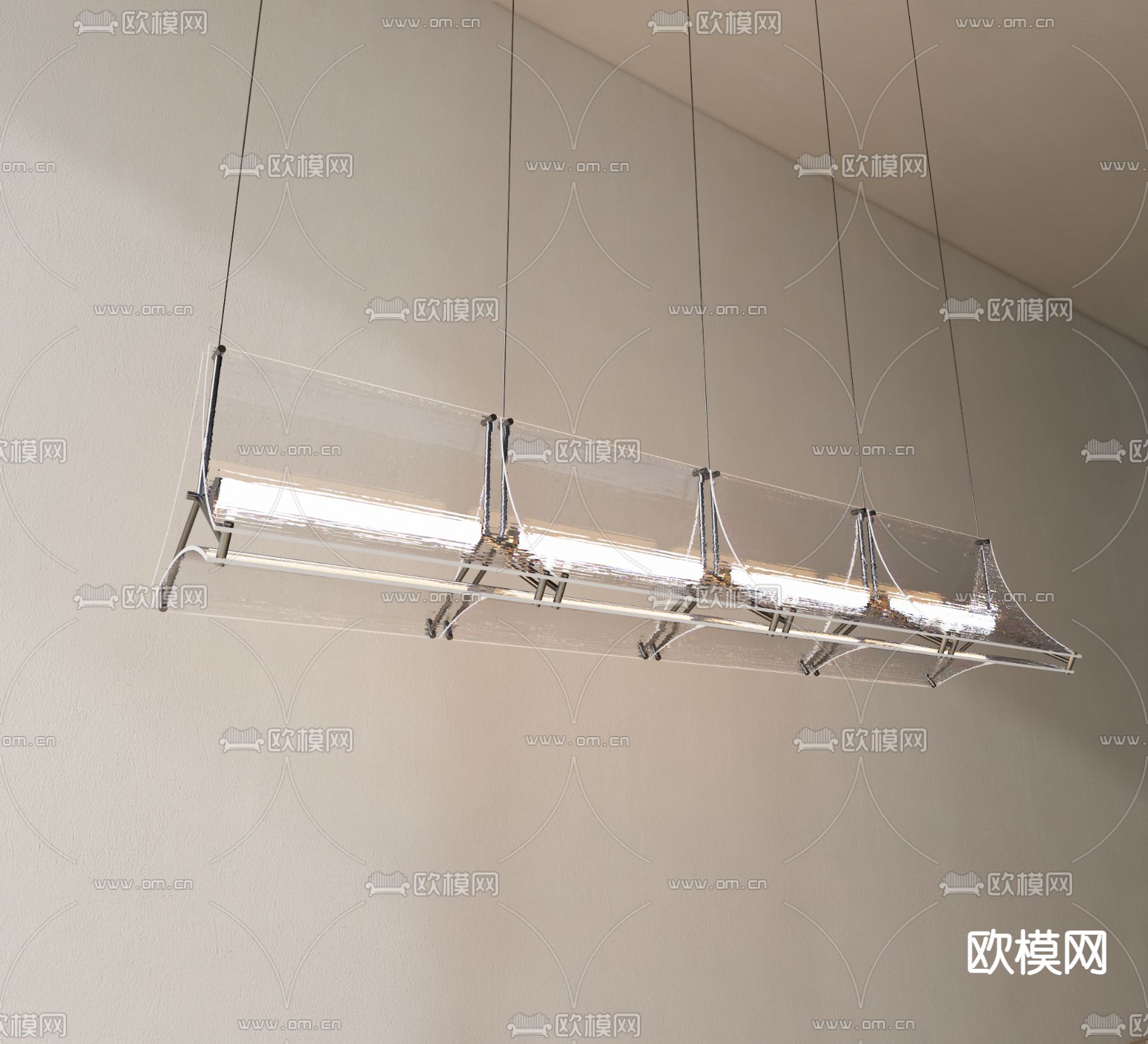 一字型吊灯 餐厅吊灯su模型下载（渲染图1）