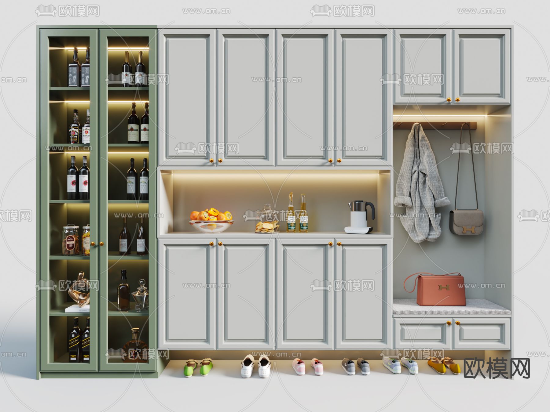 简欧酒柜 鞋柜3d模型下载