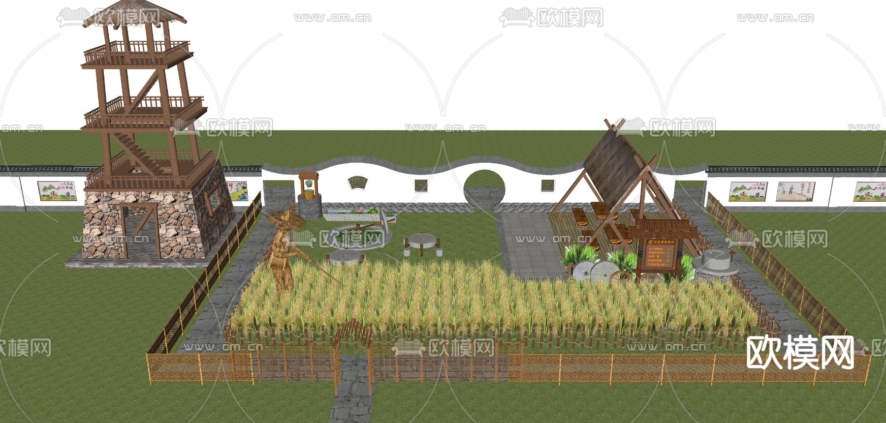 乡村菜地菜园 农家乐 田地蔬菜su模型下载（渲染图5）