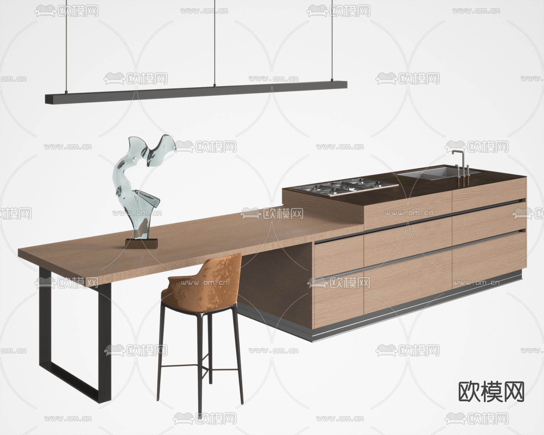 水吧台 中岛台su模型下载（渲染图1）