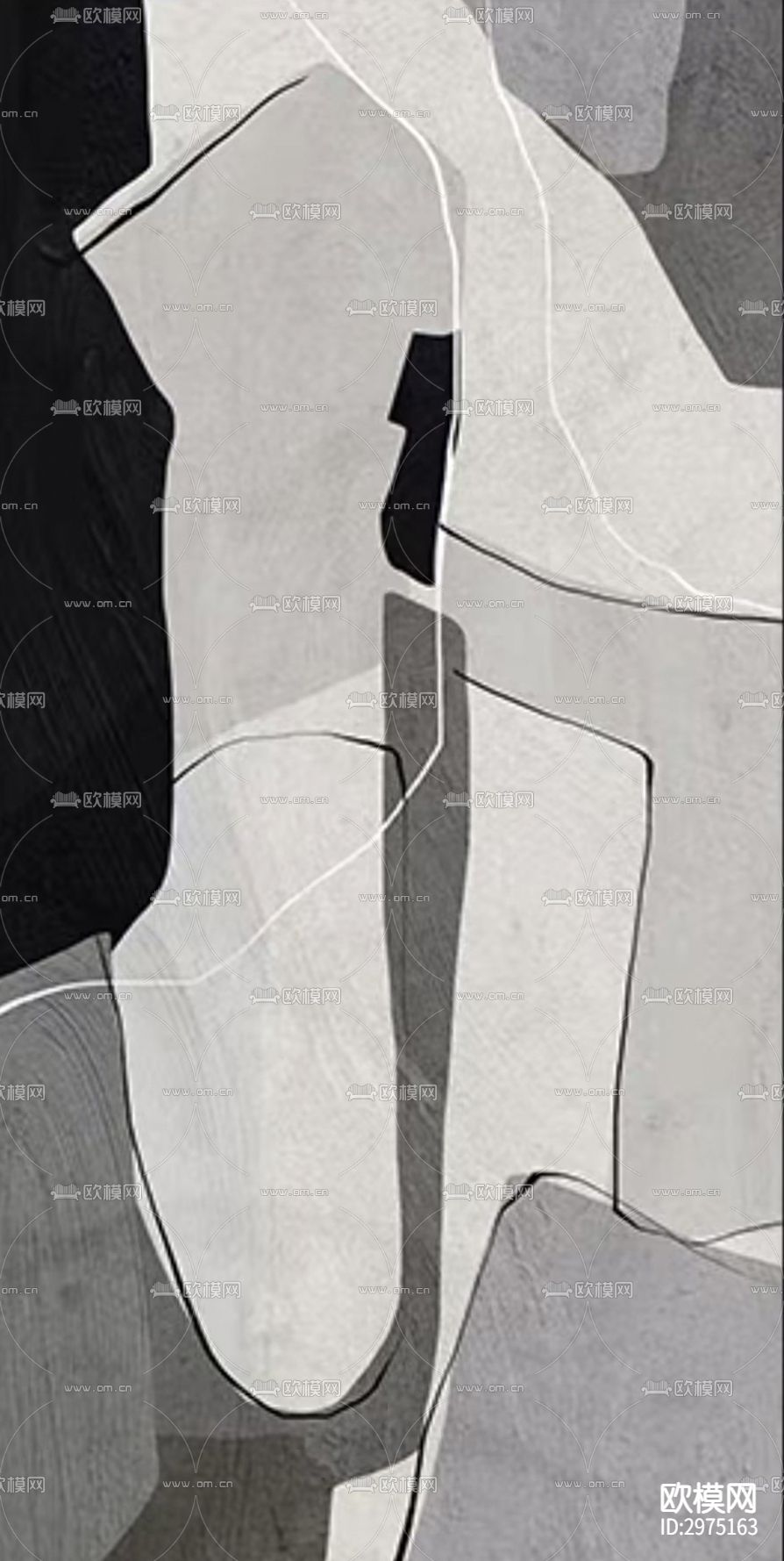 黑白侘寂线条装饰画下载（渲染图6）