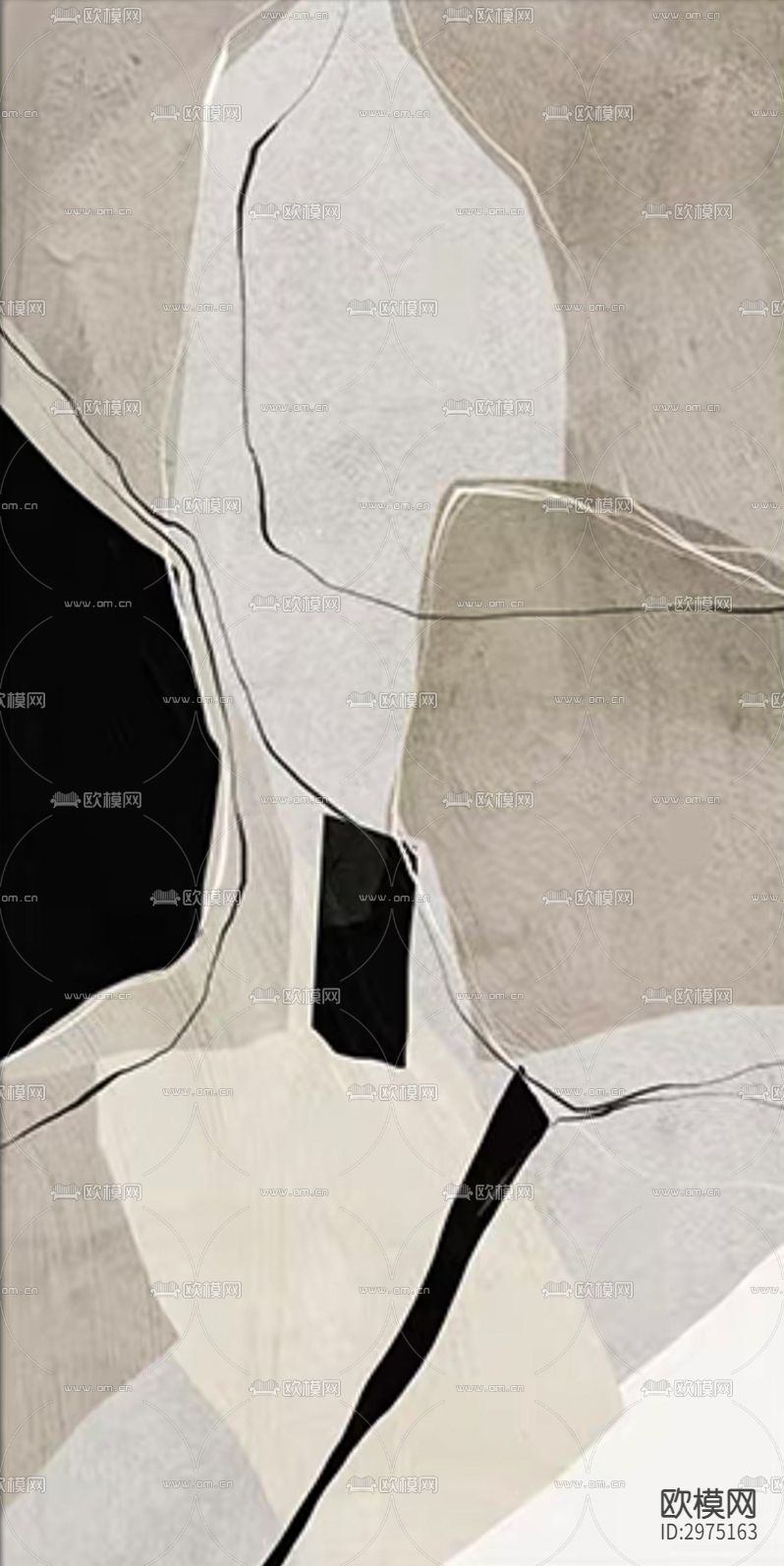 黑白侘寂线条装饰画下载（渲染图2）