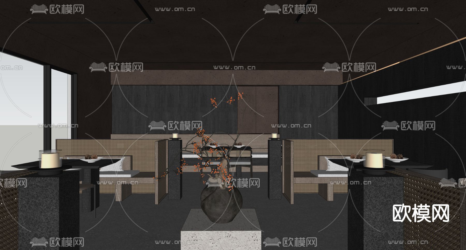 酒店餐厅 西餐厅su模型下载（渲染图4）