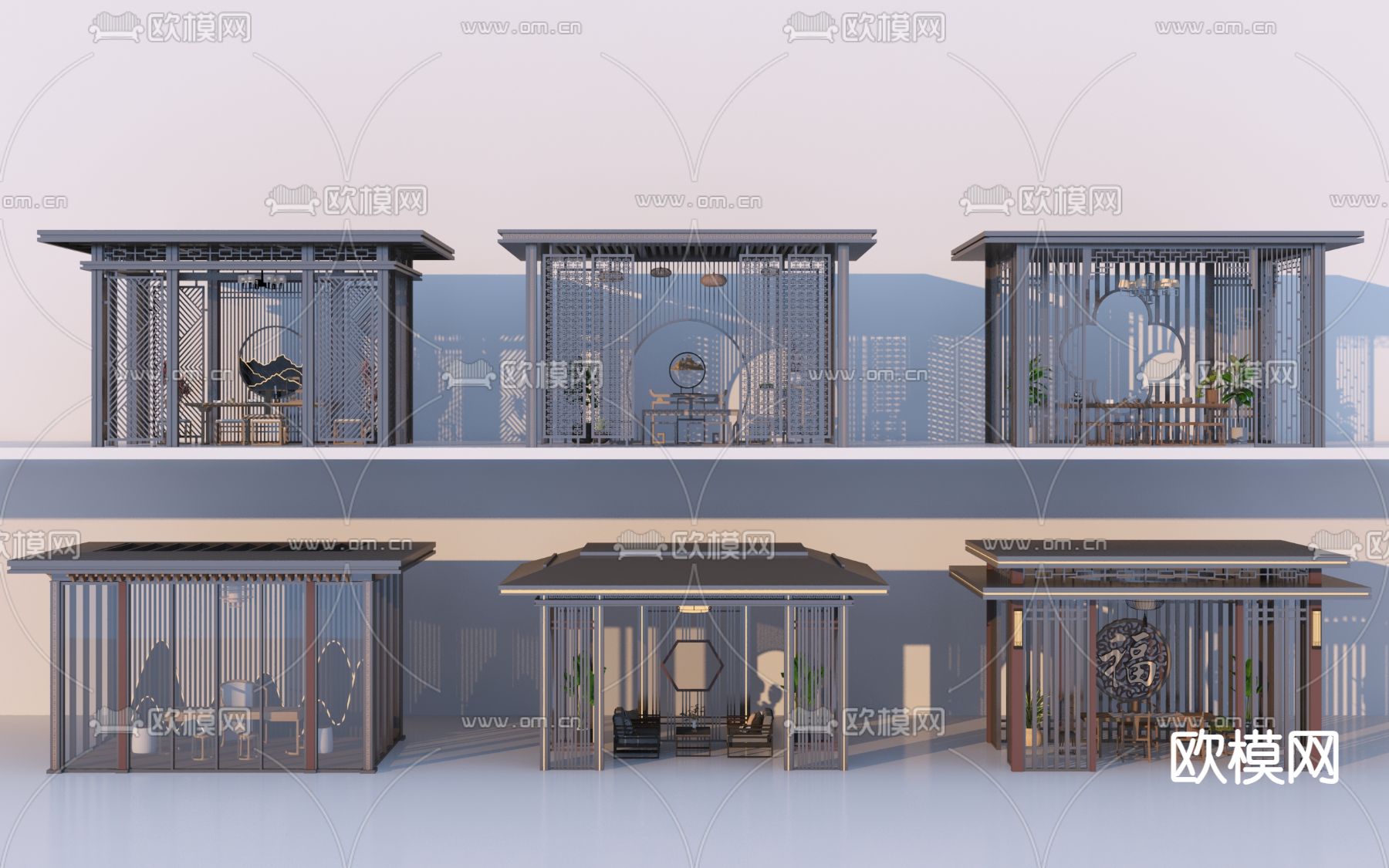 新中式凉亭 亭子3d模型下载