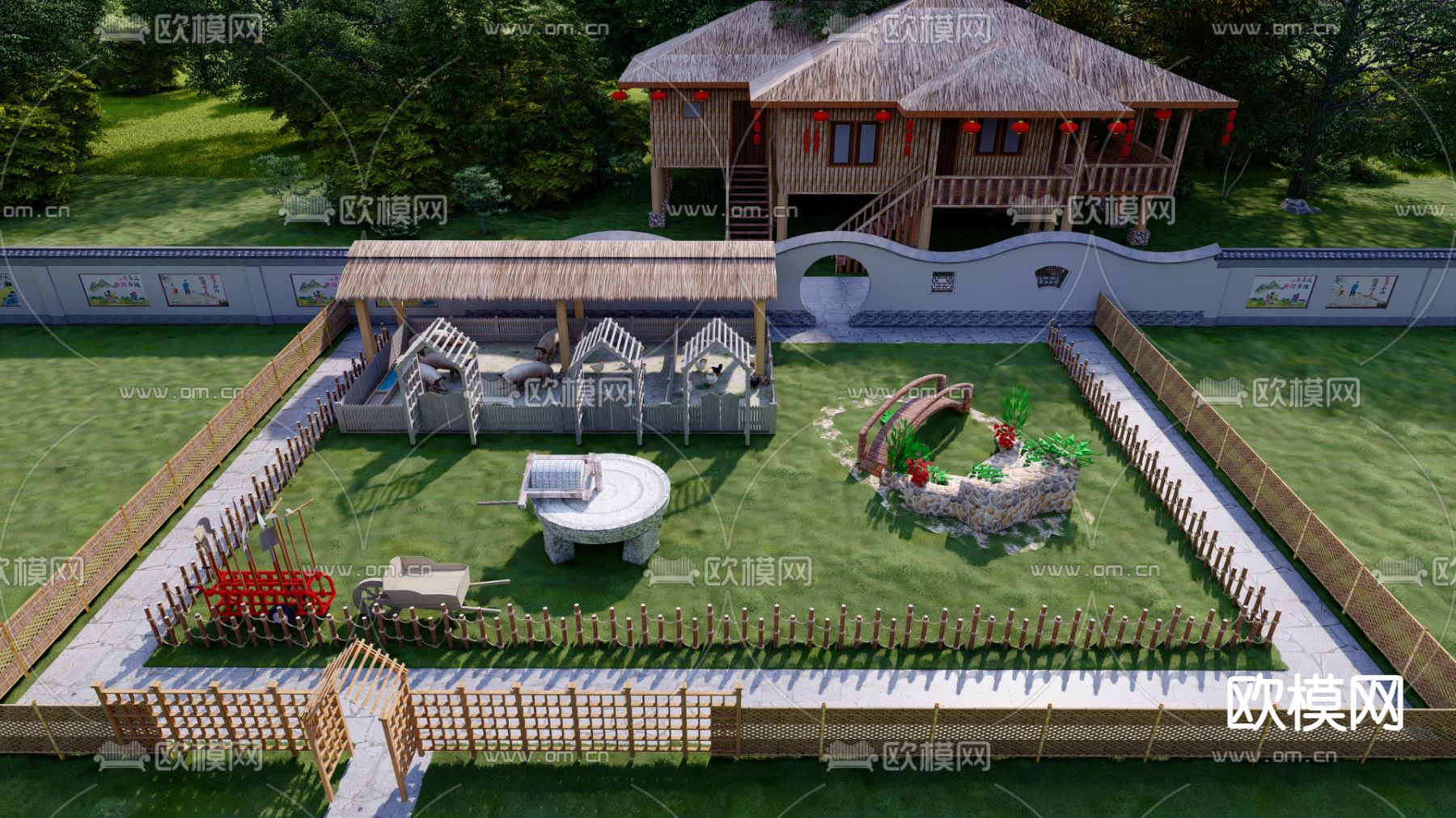 乡村菜地菜园 农家乐 田地蔬菜su模型下载（渲染图2）