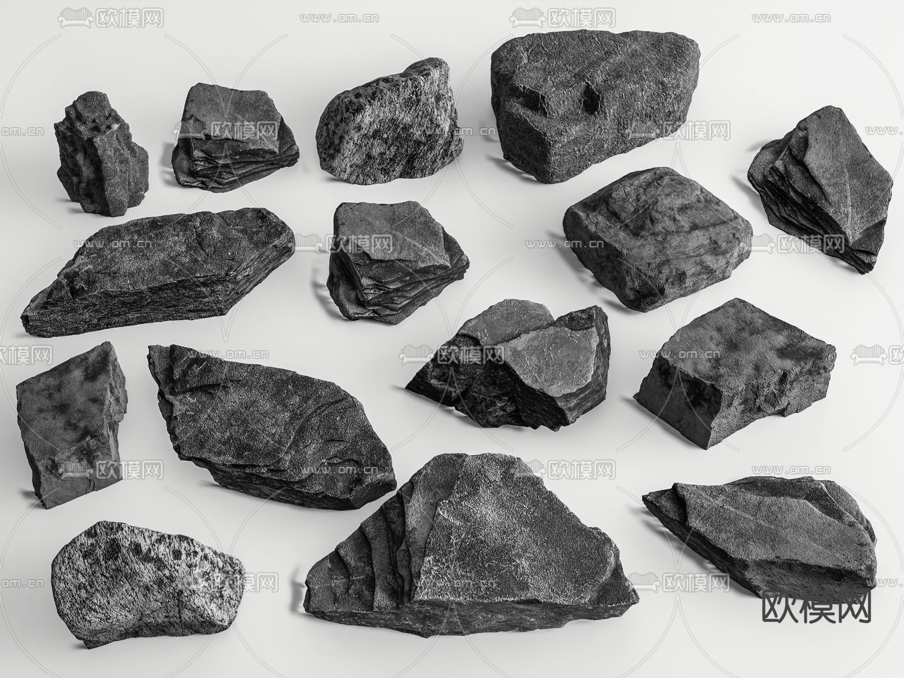 庭院景石 石头 石块su模型