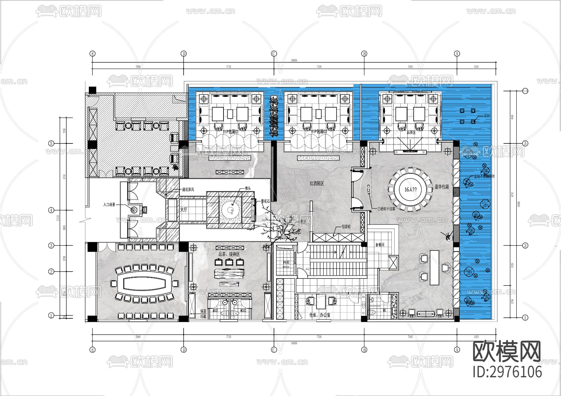 700㎡水上会所CAD平面图下载