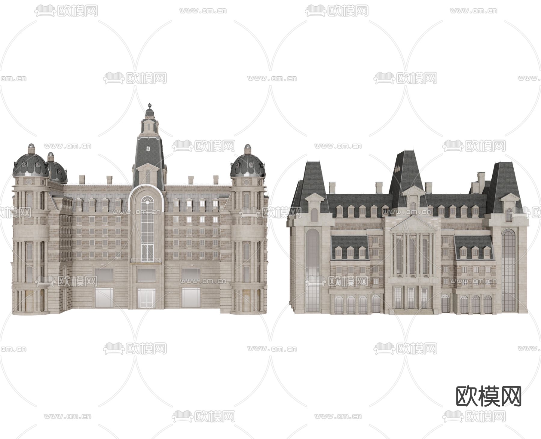 欧式建筑外观su模型下载（渲染图1）