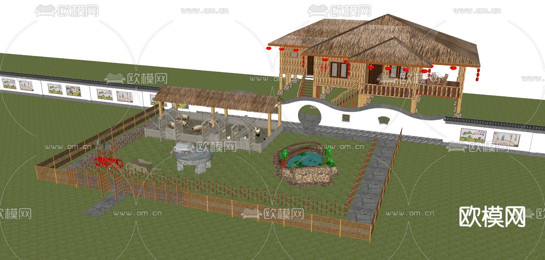 乡村菜地菜园 农家乐 田地蔬菜su模型下载（渲染图4）