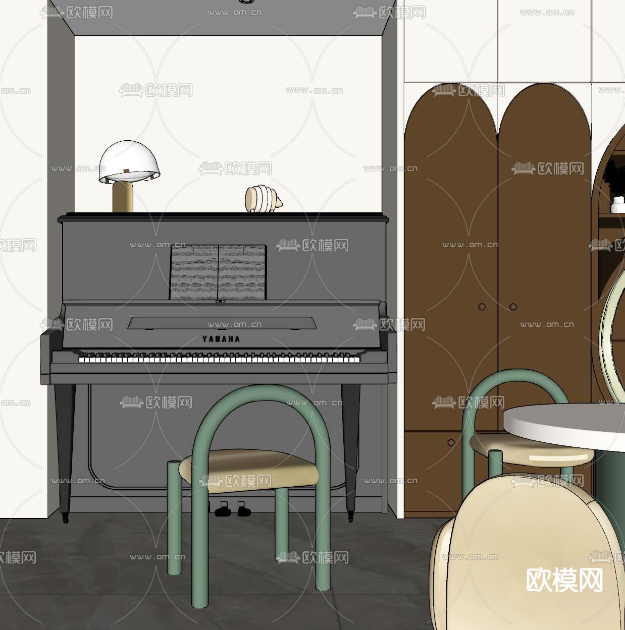钢琴 电子琴su模型下载（渲染图2）