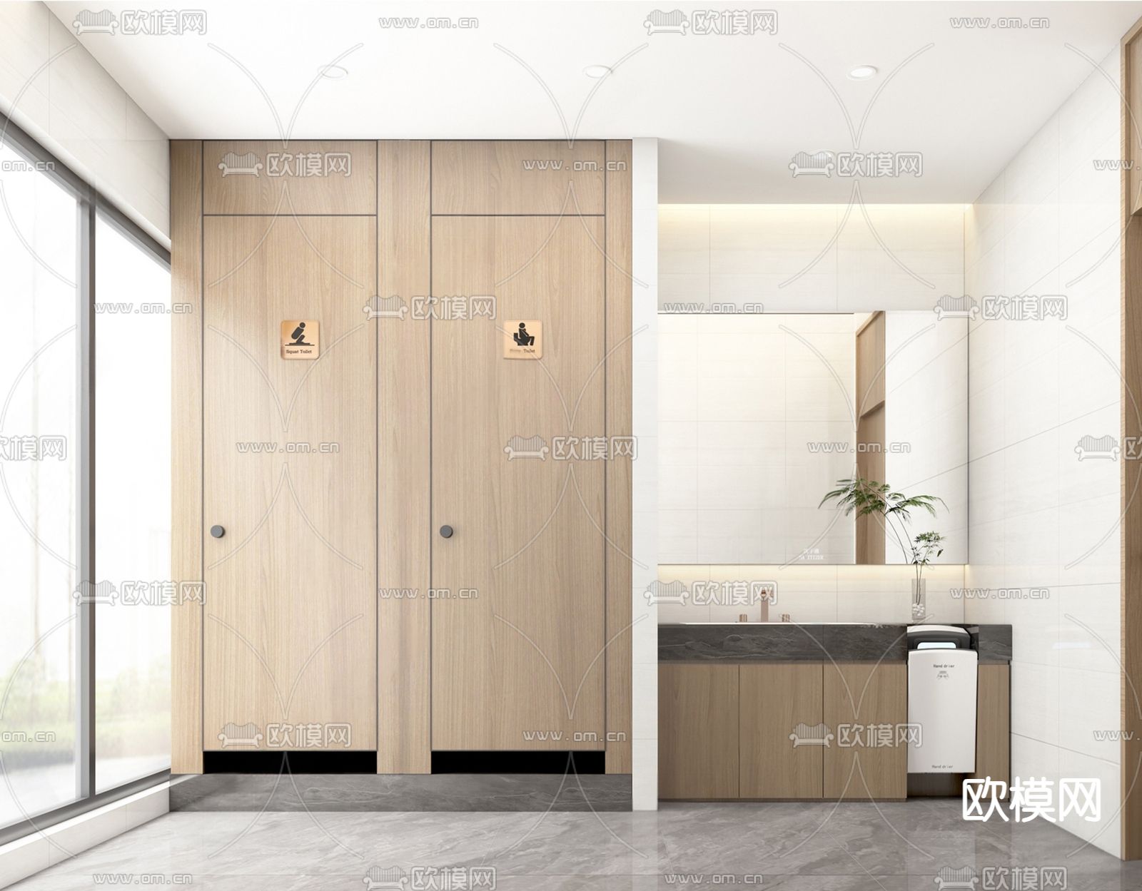 公厕 公共卫生间su模型下载（渲染图1）