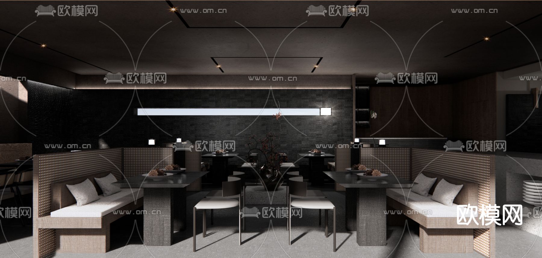 酒店餐厅 西餐厅su模型下载（渲染图2）