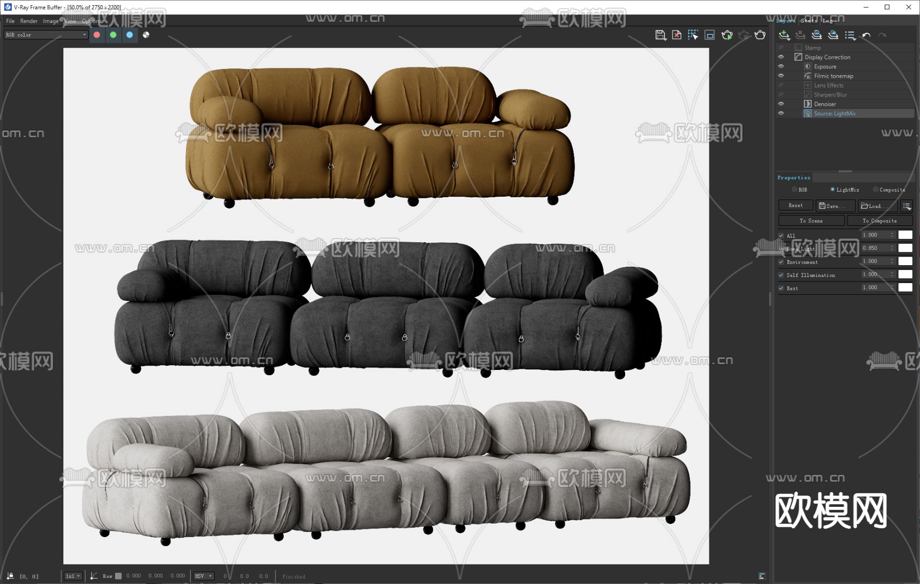 B&B 软体沙发su模型下载（渲染图3）